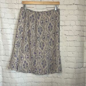 Oscar De La Renta Womens Purple Floral Knee Length Skirt size 10